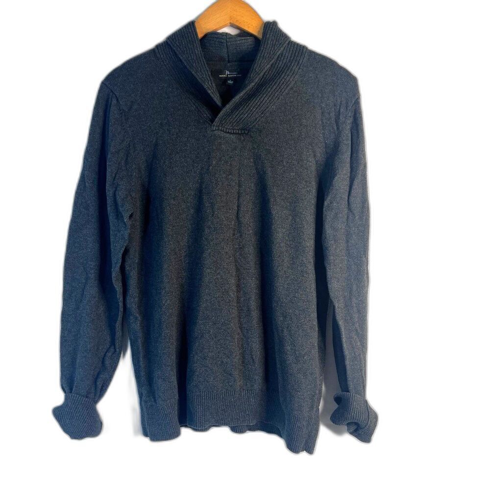 Marc Anthony Dark Gray Cotton Wool Cashmere‎ Shawl Collar Pullover Sweater Large
